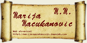 Marija Mačukanović vizit kartica